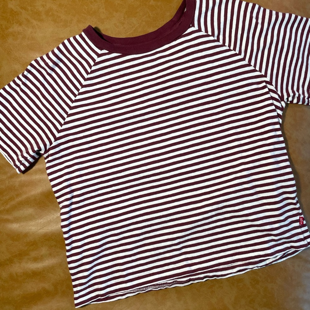 Levi's Women’s Game Day T-Shirt in Burgundy/White Stripe